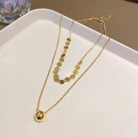 Brass Jewelry Necklace, with 1.97inch extender chain, gold color plated, Double Layer & fashion jewelry & for woman Approx 17.72 Inch 