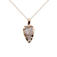 Gemstone Brass Pendants, Natural Stone, with Brass, arrowhead, gold color plated & for woman 15-22x25-40mm 
