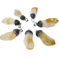 Pendentifs quartz naturel, perles de citrine, avec argile, unisexe, Jaune Vendu par PC