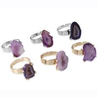 Natural Agate Druzy Finger Ring, Ice Quartz Agate, with Brass, plated, Unisex 21mm, Inner Approx 20mm 