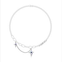Zinc Alloy Necklace, with Freshwater Pearl, with 5cm extender chain, Cross, silver color plated, fashion jewelry & for woman, silver color cm 