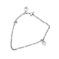 Collar de la joyería de titanio, Partículas de acero, con Perlas plásticas, chapado en color de plata, para mujer, plateado, longitud:46 cm, Vendido por UD