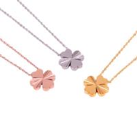 Stainless Steel Jewelry Necklace, 304 Stainless Steel, Four Leaf Clover, Vacuum Ion Plating, Twisted Piece Chain & for woman Approx 15.7 Inch 