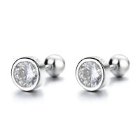 Cubic Zirconia Micro Pave Sterling Silver Earring, 925 Sterling Silver, platinum plated & micro pave cubic zirconia & for woman 