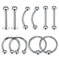 316L Stainless Steel Body Piercing Jewelry Set, 10 pieces & Unisex original color 