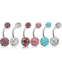 Stainless Steel Belly Ring, 316L Stainless Steel, for woman & with rhinestone 5mm, 8mm 