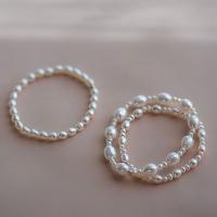 Perlen Armbänder, Natürliche kultivierte Süßwasserperlen, handgemacht, verschiedene Stile für Wahl & für Frau, weiß, 3-7mm, Länge:ca. 6.3 ZollInch, verkauft von PC