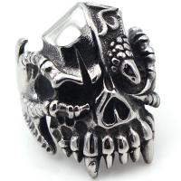 Titanium Steel Finger Ring, Skull, anoint & for man & blacken, original color 