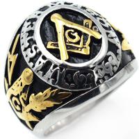 Titanium Steel Finger Ring, gold color plated & for man & blacken, two different colored 