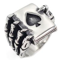 Titanium Steel Finger Ring, Poker, anoint & for man & blacken, original color 