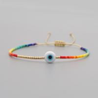 Glass Seed Beads Bracelets, Seedbead, Evil Eye, handmade, Adjustable & fashion jewelry & for woman Approx 11.02 Inch 