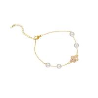Zinc Alloy Pearl Bracelets, with Plastic Pearl, with 3.74inch extender chain, fashion jewelry & for woman, golden Approx 7.87 Inch 