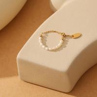 Bague en plastique perle en alliage de zinc, avec perle de plastique, Réglable & bijoux de mode & pour femme, doré, 1.5*0.2cm, Vendu par PC