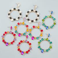Zinc Alloy Rhinestone Drop Earring, Round, fashion jewelry & for woman & with glass rhinestone 