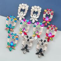 Zinc Alloy Rhinestone Stud Earring, with ABS Plastic Pearl, fashion jewelry & for woman & with rhinestone 