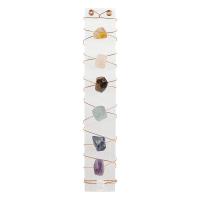 Gemstone Decoration, Gypsum Stone, with brass wire & Gemstone, Rectangle, gold color plated, mixed colors 