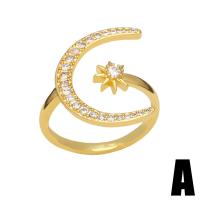 Cubic Zirconia Micro Pave Brass Finger Ring, gold color plated & micro pave cubic zirconia & for woman, gold, 22mm 