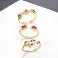 Brass Cuff Finger Ring, gold color plated & micro pave cubic zirconia & for woman, 8mm 