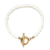 Bracelets de perles en plastique, Acier inoxydable 304, avec perle de plastique, bijoux de mode & pour femme, plus de couleurs à choisir, 4mm Environ 7.08 pouce, Vendu par PC
