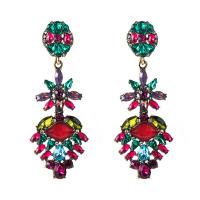 Zinc Alloy Rhinestone Drop Earring, with Glass Rhinestone, fashion jewelry & for woman & with rhinestone, multi-colored 