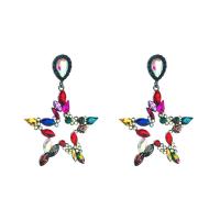 Zinc Alloy Rhinestone Drop Earring, with Glass Rhinestone, Star, fashion jewelry & for woman, multi-colored 