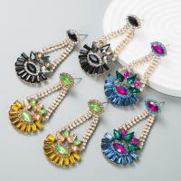 Zinc Alloy Rhinestone Drop Earring, with Glass Rhinestone, gold color plated, fashion jewelry & for woman & with rhinestone 