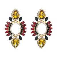 Zinc Alloy Rhinestone Drop Earring, with Glass Rhinestone, fashion jewelry & micro pave cubic zirconia & for woman 