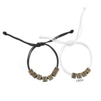 Fashion Zinc Alloy Bracelets, Wax Cord, with Zinc Alloy, antique bronze color plated, 2 pieces & Adjustable & fashion jewelry, white and black cm 