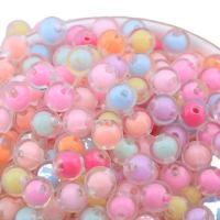 Bead in Bead Acrylic Beads, Round, color-lined & DIY, mixed colors, 10mm 