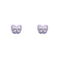 Resin Stud Earring, Bowknot, painted, fashion jewelry & for woman, purple 