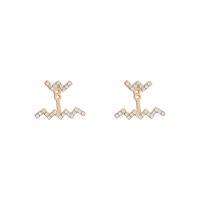 Ear Jackets, alliage de zinc, couleur de haute qualité d'or plaqué, bijoux de mode & pour femme & avec strass, doré Vendu par paire