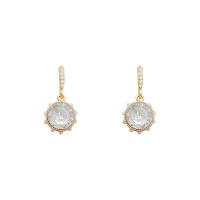 Zinc Alloy Rhinestone Drop Earring, Round, high quality gold color plated, fashion jewelry & for woman & with rhinestone, golden 