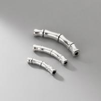 925 Sterling Silver Curved Tube Beads, plated 40mm 