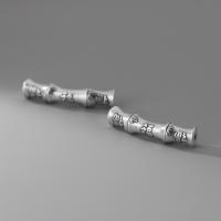 925 Sterling Silver Curved Tube Beads, Bamboo, plated 39mm 