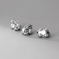 Sterling Silver Spacer Beads, 925 Sterling Silver, Rabbit, plated 