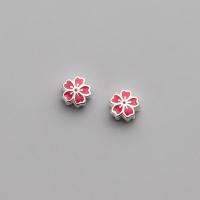 Sterling Silver Beads, 925 Sterling Silver, Flower, platinum plated, epoxy gel 6mm 