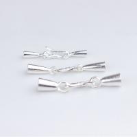 Sterling Silber Haken und Auge Verschluss, 925er Sterling Silber, DIY, Silberfarbe, 33mm, Innendurchmesser:ca. 2mm, verkauft von PC