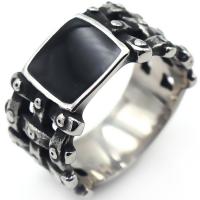 Titanium Steel Finger Ring, polished & for man & epoxy gel & blacken, original color 