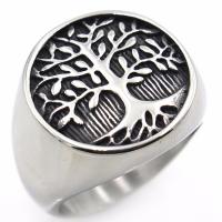Titanium Steel Finger Ring, polished & for man & blacken, original color 