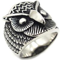 Titanium Steel Finger Ring, Owl, polished & for man & blacken, original color 