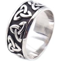 Titanium Steel Finger Ring, polished & for man & blacken, original color, 9mm 