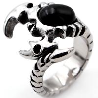 Titanium Steel Finger Ring, with Gemstone, polished & for man & blacken 