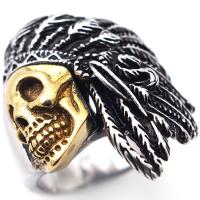 Titanium Steel Finger Ring, Skull, Vacuum Ion Plating & for man & blacken 