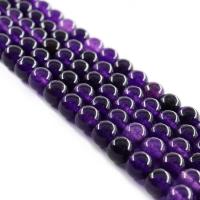gefärbter Marmor Perle, rund, poliert, verschiedene Größen vorhanden, violett, Länge:ca. 15 ZollInch, verkauft von Strang