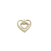 Brass Shell Pendants, with White Shell, Heart, 18K gold plated, micro pave cubic zirconia & hollow 
