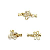 Brass Hook and Eye Clasp, 18K gold plated & micro pave cubic zirconia 
