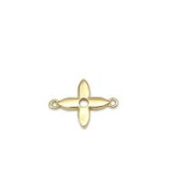 Brass Connector, Four Leaf Clover, 18K gold plated, 1/1 loop & hollow 