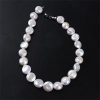 Collar de Perlas Natural de Freshwater, Perlas cultivadas de agua dulce, para mujer, Blanco, 18-19mm, longitud:aproximado 15 Inch, Vendido por UD