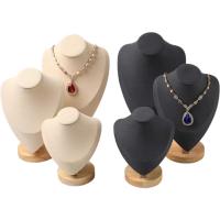 Exhibición de collar de terciopelo, madera, con Pana, diverso tamaño para la opción, más colores para la opción, Vendido por UD