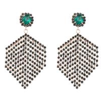 Zinc Alloy Rhinestone Drop Earring, fashion jewelry & for woman & with rhinestone, two different colored 